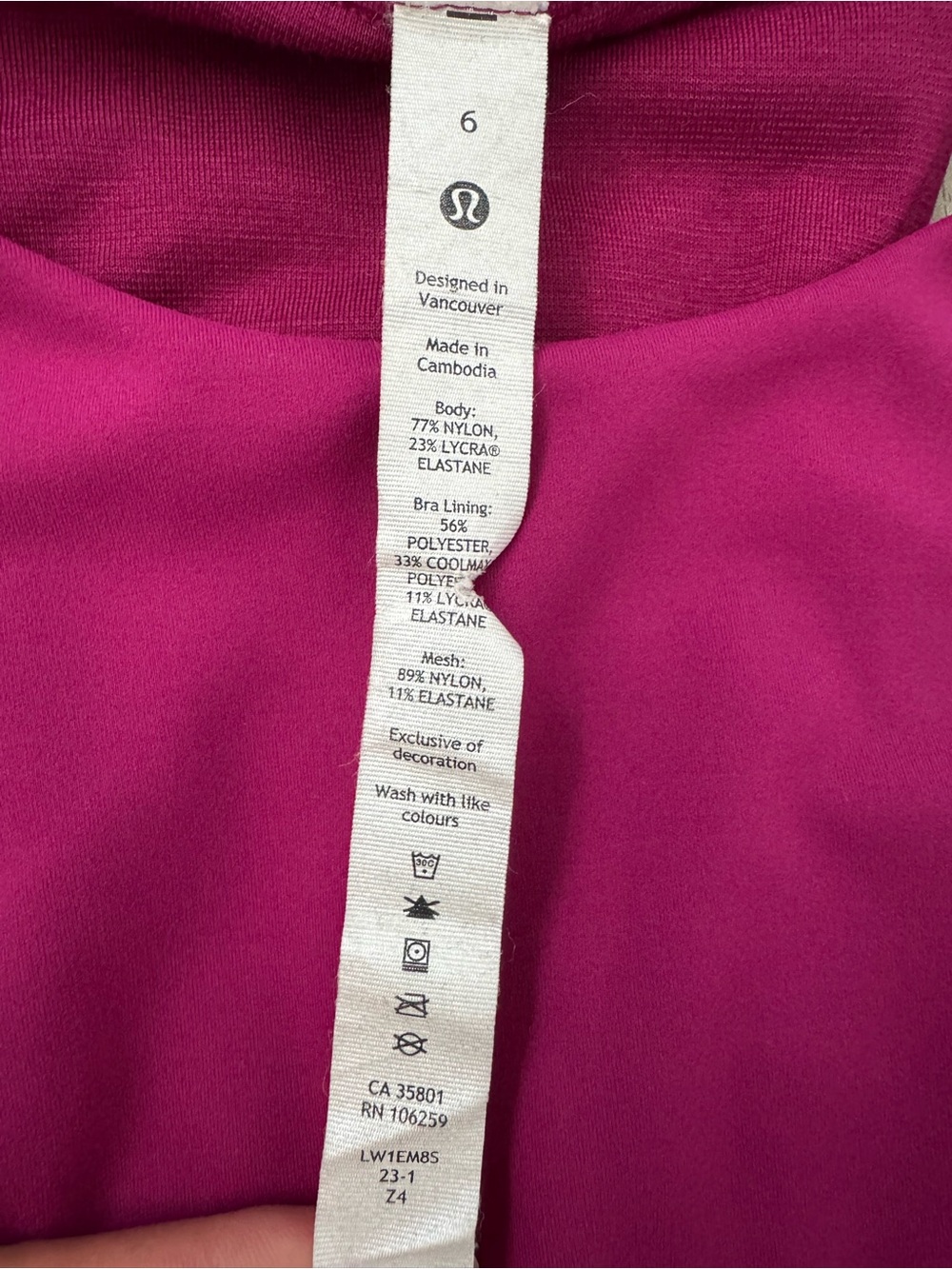 Lululemon Wunder Train Racerback Tank Top Built-In Bra Magenta Purple Size 6 - Picture 5 of 5